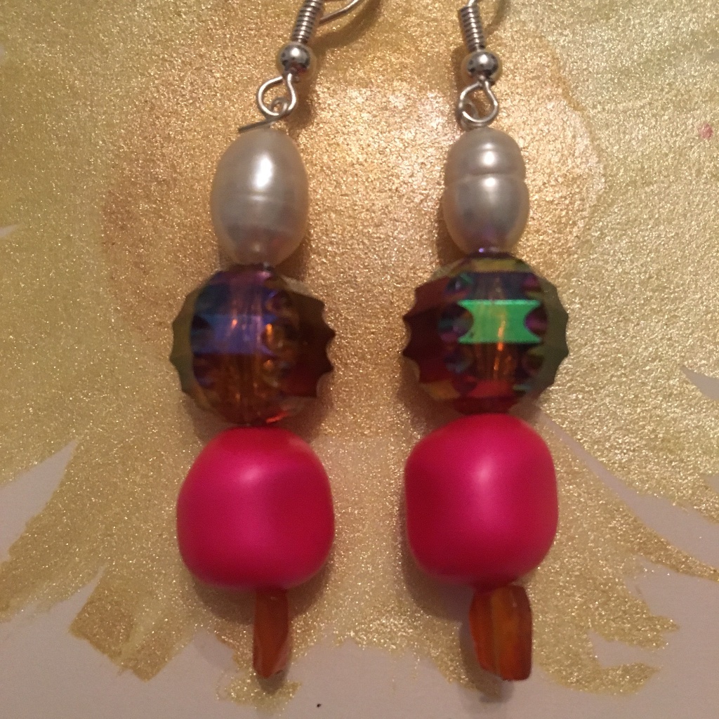 Siena Earrings! Handmade Carnelian, Freshwater Pearl, Swarovski, On Sterling